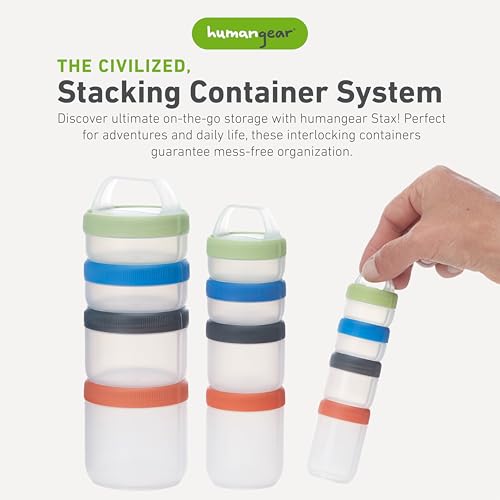 humangear Stax Modular Storage System - Food-Safe 4-Piece Stacking Container with Click-Handle - color: Spectrum, size: Large