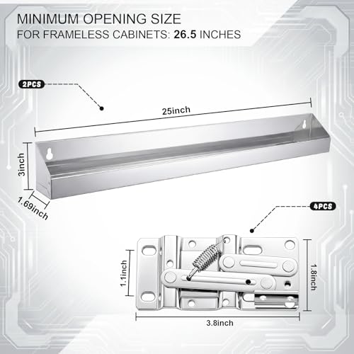 2 Set 25 Inch Stainless Steel Sink Drawer Tip Out Tray Kit Include Tip-Out Sink Trays and Hinges Large Pull Out Storage Organizer for Kitchen Bathroom Base Cabinets - size: 25 Inch