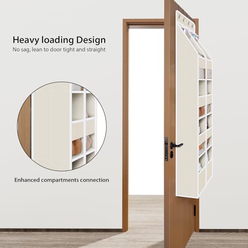 Univivi 5-Shelf Fabric Door Storage Over Door Hanging Organizer with 8 Large Pockets and 4 Small PVC Pockets Closet Cabinet Wall Mount Hanging Storage Organizers for Baby Nursery (Beige Pattern) - color: Beige Pattern (Upgraded), size: 5 LAYER
