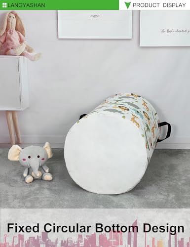 LANGYASHAN Laundry Basket Canvas Fabric Collapsible Organizer Basket for Storage Bin Toy Bins Gift Baskets Bedroom Clothes Children Nursery Hamper (Animal) - color: Animal
