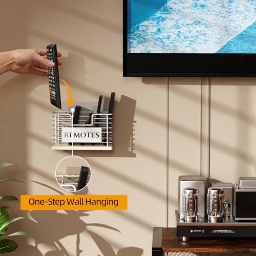 Remote Control Holder, 5-Slot TV Remote Holder Wall Mount, Universal Remote Caddy Large Size Design for Wall Table Living Room Bedroom, Easy Installation, White - color: White-5 Slot
