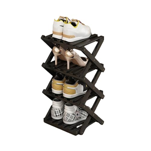 Shoe Rack - Foldable Vertical Shoe Rack for Entryway,Durable and Easy to Assemble,Applicable to Home Entrance, Closet and Bedroom (Black-4 Layer) - color: Black-4 Layer