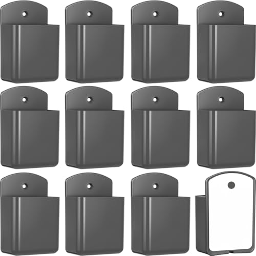 Leinuosen 12 Pcs Remote Control Holder Wall Mount Self Adhesive TV Controller Holder Gray TV Remote Organizer Wall Pen Organizer for Home Office School Storage Accessories - color: Gray