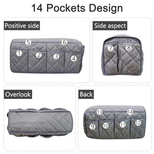 Remote Control Holder for Armchair, Armchair Caddy TV Remote Holder for Recline 14 Pockets, Non-Slip Remote Caddy Couch Caddy Organizer for TV Remote, Phone, Magazine (Grey) - color: Grey