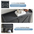 Barnyatoh Shoe Storage Cabinet with 2 Flip Drawers, Farmhouse Hidden Shoe Organizer, Narrow Slim Shoe Rack Cabinet for Entryway Hallway,Black - color: Black