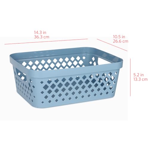 Glad Plastic Storage Basket Set, Value Pack of 6 | Open Storage Bins for Shelves, Bathroom, Pantry, Closet | Nesting Organizer Boxes with Handles, 2 Gallon, Marina Blue - color: Marina Blue, size: 2 Gallon