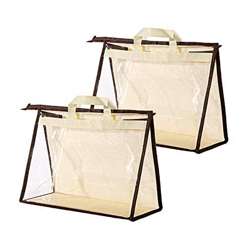 CINPIUK Clear Handbag Storage Bags Purse Organizer for Closet, Zipper Hanging Storage Bag for Handbags, M, 2PCS - color: Beige, size: M-2PCS