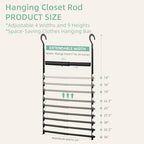 Closet Lower Hanging Bar, Adjustable Width and Height Closet Hanging Organizer Heavy Duty Closet Extender Hanging Rod Space-Saving Clothes Hanging Bar,2 Pack Black