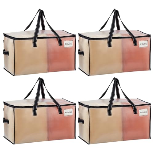 VENO 4 Pack Heavy Duty Moving Bags, Clear Storage Bags for Clothes and Comforters, College Dorm Essentials Packing Supplies, Foldable Boxes Alternative (Clear, 4 Pack) - color: Clear, size: 4 Pack