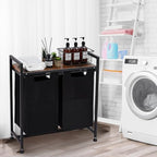 Laundry Hamper with Shelf, Laundry Basket 2 Section, Laundry Sorter, Cloest Storage and Organization, Clothes Hamper with Table, for Bathroom, Bedroom, Restroom, Black - size: 28.6 x 13 x 28.4 Inches