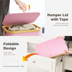 100L Laundry Hamper with Lid, Large Laundry Basket with Bamboo Handles, Clothes Hampers for Laundry with Removable Bag, Dirty Clothes Hampers for Bedroom Aesthetic, Pink - color: Pink
