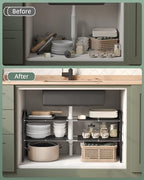 NETEL Under Sink Organizers and Storage, 2 Tier Expandable Under Cabinet Organizer Shelf with 8 Removable Panels,Expandable Shelf for Cupboard,Kitchen,Bathroom,Shoe Storage Rack - size: 8 Panels