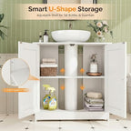 Bonnlo Pedestal Sink Storage Cabinet with 2 Doors Traditional Under Sink Cabinet Bathroom Space Saver Organizer with Adjustable Shelf White 23 5/8" W x 11 7/16" D x 23 5/8" H - color: White
