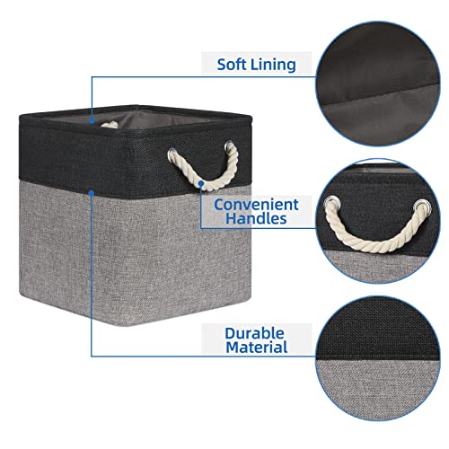 Temary Storage Baskets 4 Pack Fabric Storage Cubes Basket for Organizing, Collapsible Cloth Baskets with Handles for Shelves, Home, Closet (Black&Gray) - color: black&grey, size: 11"L x 11"W x 11"H
