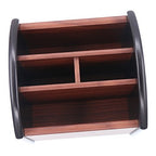 Coideal Remote Control Holder Caddy Wood, Rotating Wooden Pen Pencil Holder Organizer Medium Revolving Desktop Office Supplies Storage for Table (4 Compartments) - size: 4 compartments