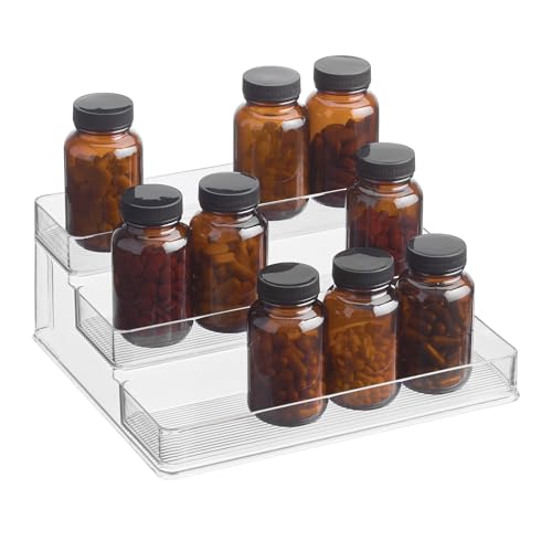 iDesign Nail Polish Organizer, Holds up to 30 Bottles, Compact 3-Tier Clear Display Stand for Countertop - style: Pack of 1