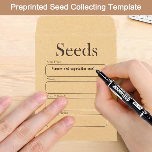 100 Pcs Seed Envelopes, 50 Pcs Plant Labels and 2 Marker Pens - color: Planting Accessories