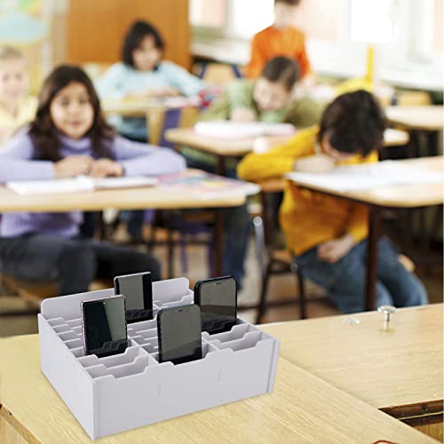 SANFURNEY 24 Slots Cell Phone Storage Box for Classroom Calculator Holder Class Cell Phone Organizer White - color: style-A-24-white