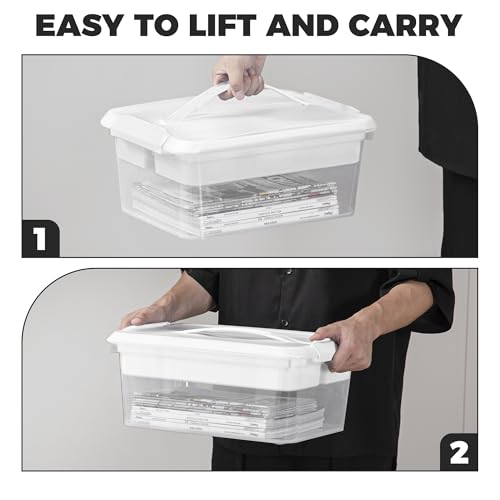CraftGenes Craft Storage Box with Removable Tray, 20 QT Clear Plastic Organizer with Lids, White Playdoh Storage Containers for Crafts Supplies, Tools, Puzzles - size: 1-Pack