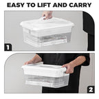 CraftGenes Craft Storage Box with Removable Tray, 20 QT Clear Plastic Organizer with Lids, White Playdoh Storage Containers for Crafts Supplies, Tools, Puzzles - size: 1-Pack