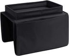 Sofa Armrest Organizer with Cup Holder No-Slip Couch Sofa Armrest Organiser Couch Remote Caddy Control Holder with 1 Large Pockets and 3 Small Pockets for TV Remotes Cellphone Magazines Drinks (Black) - color: Black