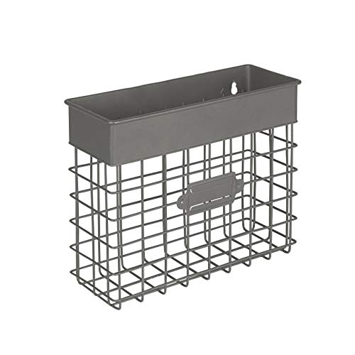 Spectrum Mail Sorter Organizer Wall Mount, Vintage Wall Basket, Office Entryway Mail Holder for Letters Bills Catalogs Files, Durable Wire Design with Easy Mounting Hardware, Industrial Gray - color: Industrial Gray, size: Small