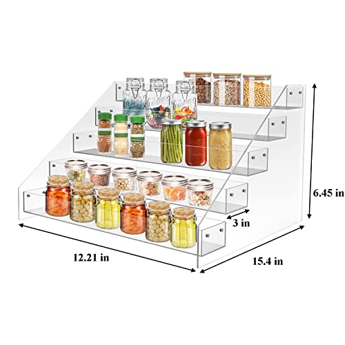 WUIVIUT Spice Rack Organizer For Cabinet, 3 in/Tier Acrylic Tiered Spice Shelf Can Storage Organizer for Kitchen Pantry Countertop - size: Widen-5 Tier - inner width 3''
