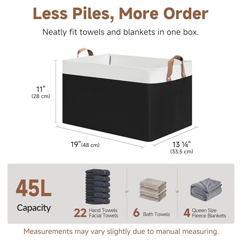 StorageWorks Storage Bins, Fabric Storage Bins for Shelves, Extra Large Storage Baskets with Metal Frame, Closet Baskets and Bins with Handles, Jumbo, Black and White, 2-Pack - color: Black and White, size: 19" L x 13 ¼" W x 11" H