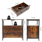 Edbuosy 27 inch Wide Night Stand with Charging Station, Bedside Table with Open Shelf, 2 Drawers Small Wood Dresser, Modern Wood Nightstand for Bedroom/Living Room (Rustic Brown) - color: Retro Brown, size: 2 Drawers