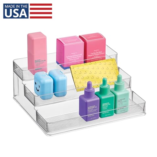 iDesign Nail Polish Organizer, Holds up to 30 Bottles, Compact 3-Tier Clear Display Stand for Countertop - style: Pack of 1