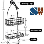 Simple Houseware Bathroom Hanging Shower Head Caddy Organizer, Black (24 x 10.2 x 4.25 inches) - color: Black, size: Medium