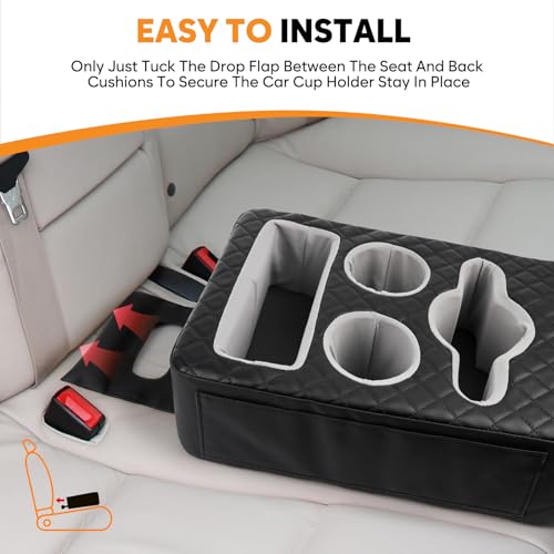 Back Seat Cup Holder for Car, Truck Bed Organizer, Car Truck Boat Organizer, Couch Cup Holder Expander Tray Holds Fit for Coffee Drink Food Snacks Remote with Side Pockets - style: Extended Style
