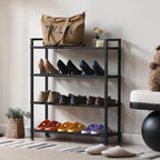 Heavy Duty 4-Tier Shoe Rack Metal Shoe Storage Shelf for 12 Pairs of Shoes Entryway Durable Shelf Easy to Assemble