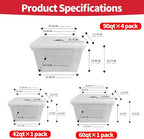 462 QT Set Heavy-Duty Stackable Clear Storage Bins with Lids - Premium Clear Plastic Organizing Containers for Home, Office, BPA-Free, Pull Handles and Secure Latches - style: 462QT (90QT X 4 Pack+60QT+42QT)