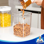 MR.SIGA 4 Pack Airtight Food Storage Container Set, BPA Free Kitchen Pantry Organization Canisters with One-handed Leak Proof Lids, 1L / 33.8oz, Medium, White - color: White