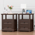 REDAYFUR 18" Wide End Table with Fast Charging Station Set of 2, 18” Wide Sofa Side Table with Drawers,End Table with Drawers for Living Room,Cherry - color: Cherry, size: 1 Set