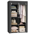 SONGMICS Portable Closet, Fabric Wardrobe, Clothes Rack with Shelves, Pockets, Large Capacity, 1 Hanging Rod, 34.6 x 17.7 x 66.1 Inches, Ink Black URYG84BK - color: Black, size: 2 Tiers(66.1"H)