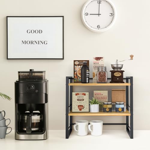 Office Desk Shelf Organizer, Wood Desktop Bookshelf Supplies Storage Rack, Shelf for Top of Desk and Dresser (Black-2 Tier) - color: Black