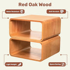 Wooden Cube Storage Bookcase Organizer, Bookshelf for Bedroom, Livingroom, Dormroom, Home Office, Studyroom, Home Decor and Contemporary Spaces (Red Oak | Pack of 2)