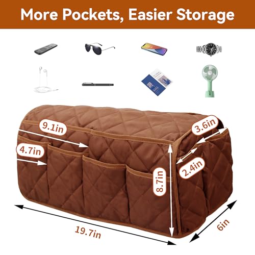 MEHIDFY Armchair Caddy, Waterproof Sofa Armrest Organizer, Non Slip Recliner Organizer, Remote Holder for Recline, Recliner Caddy with 14 Pockets Storage for TV Remote, Phone, Magazine (Brownish Red) - color: Brownish Red