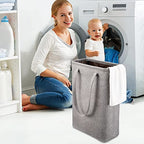 i BKGOO Laundry Basket with Handles Grey Coffee-Slim Laundry Bin Collapsible Dirty Clothes Basket Narrow Laundry Bag Foldable Dirty Hamper for Camping, Dorms, Apartments - color: Grey