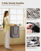Greenstell Laundry Hamper with Wheels, No Install Needed, 110L Divided Handwoven Hampers & 2 Removable Liner Bags, Rattan Clothes Laundry Basket with Lid & Handles, Foldable Hampers Gray 22x13x26.4 In - color: Gray, size: 110L: 22.0x13.5x26.4 Inches