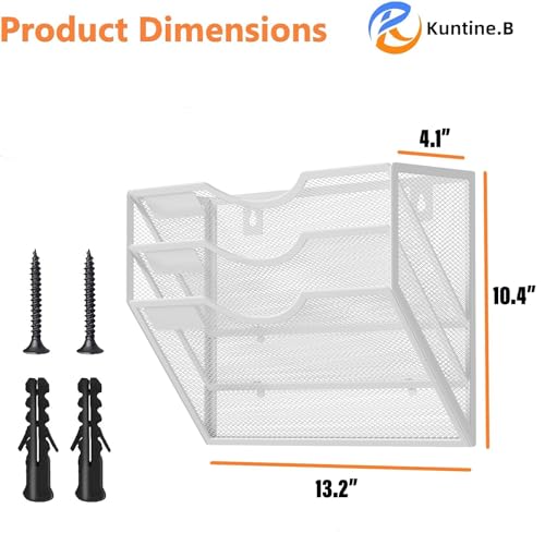 Kuntine.B Wall File Organizer Office Hanging Magazine Holder Wall File Organizer for Office Home (White, 3 Tier) - color: White, size: 3 Tier & No Hangers