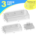 Acrylic Shower Shelves 3 Pack, Clear Adhesive Shower Caddy Organizer, Rustproof No Drill Wall Mount Bathroom & Kitchen Storage Rack - color: Clear