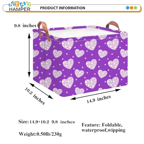 NTAOHAMPER Mothers Day Gifts Purple Love Fabric Storage Basket Empty with Handles, Books Box, Baby Shower Baptism Lovely Storage24L(Purple Love) - color: Purple Love