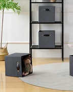 Foldable Fabric Storage Bins Cubes, 13x15x13 Inch Kallax Cubby Bins with Dual Handles, Graphite Gray, 4 Pack - color: Graphite Gray, size: KALLAX - 4 Pack