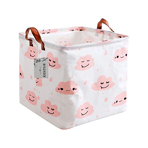 Storage Basket Fabric Organizer Bin for Toys, Books, Clothes, Pets,Perfect for Bedroom/Office/Nursery/Shelves(Pink Cloud) - color: Pink Cloud