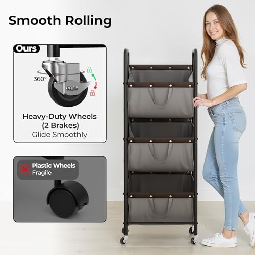 GRANNY SAYS 3 Tier Laundry Sorter, Laundry Hamper with Wheels, Laundry Room Organization and Storage, 3 Section Rolling Laundry Cart for Dorm, Bathroom, Bedroom, Closet, Grey - color: Grey
