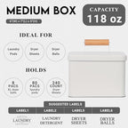 ZOES HOMEWARE 3-Set Laundry Room Organization and Storage | Modern Farmhouse Laundry Room Decor | Laundry Container for Organizing Laundry Pods, Laundry Powder, Dryer Sheets, Dryer Balls, Cream White