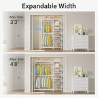 VIPEK X2 Expandable Reach-in Closet Racks Adjustable from 3'3" to 4'8" Portable Open Walk-in Closet Rack System with Flexible Shelves and Hanger Rods Clothing Rack for Hanging Clothes, White - color: White